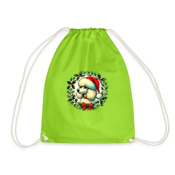 Christmas Poodle - Drawstring Bag - neon green - Front
