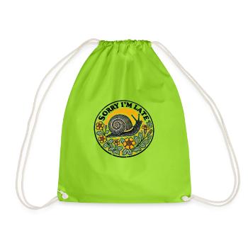 Sorry I'm Late - Drawstring Bag - neon green - Front