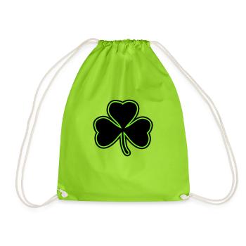 Shamrock Three Leaves Lucky Symbol Green Plant - Drawstring Bag - neon green - Front