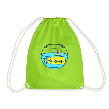 Lustiges kleines U-Boot Goldfischglas Aquarium Fun - Turnbeutel - Neongrün - Vorne