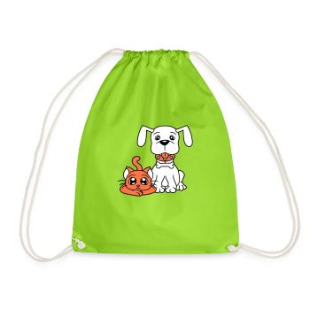 Chien Chat Deux Amis Équipe Chaton 2 Duo Équipage - Sac de sport léger - vert néon - Devant