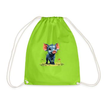 Bébé cochon - Sac de sport léger - vert néon - Devant