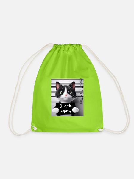 Eine verurteilte Katze, die keine Menschen mochte. - Turnbeutel - Neongrün