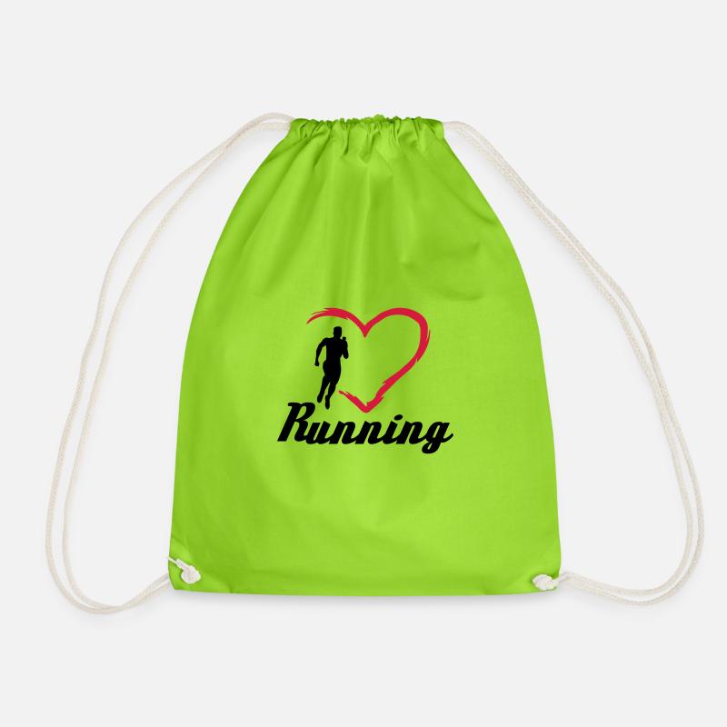 Runner and heart, run - Drawstring Bag - neon green