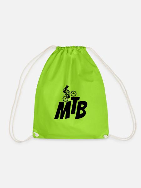 MTB Mountainbike Mountainbiker Fahrrad - Turnbeutel - Neongrün