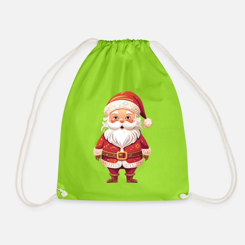 Fröhlicher Weihnachtsmann - Turnbeutel - Neongrün
