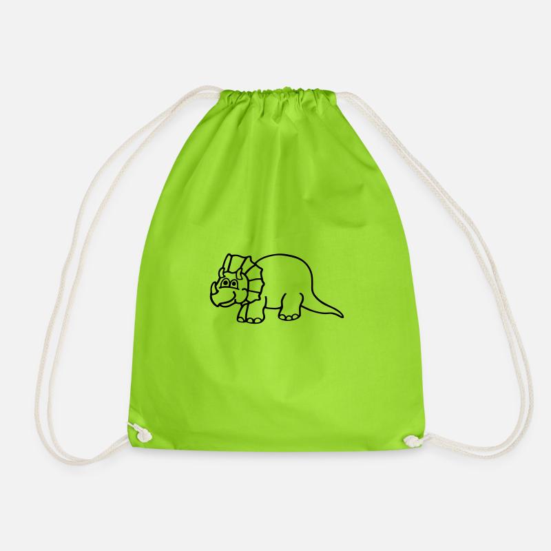 Dinosaurs, Triceratops - Drawstring Bag - neon green