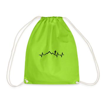 Rythme cardiaque en montagne, ECG en cours d'exécution - Sac de sport léger - vert néon - Devant
