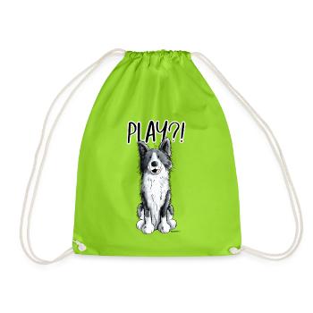 Border Collie Play - Turnbeutel - Neongrün - Vorne