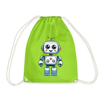 Kleiner Weltraumroboter - Turnbeutel - Neongrün - Vorne