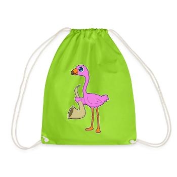 Flamingo Musiker Saxophon Musik - Turnbeutel - Neongrün - Vorne