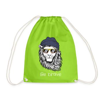 Mutiger Löwe mit Be Brave-Brille - Turnbeutel - Neongrün - Vorne