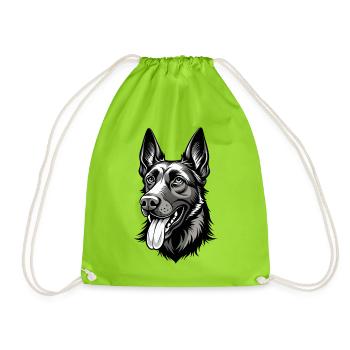 Belgischer Malinois-Hundekopf - Turnbeutel - Neongrün - Vorne