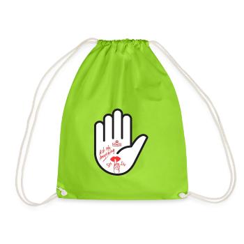 Frag mich nichts. Hand, pssst. - Turnbeutel - Neongrün - Vorne
