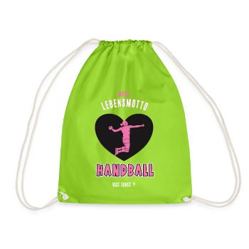 Handball Liebe Leidenschaft Handballfans Hobby - Turnbeutel - Neongrün - Vorne