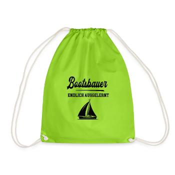 Bootsbauer Ausbildung Bestanden Azubi Bootsbau - Turnbeutel - Neongrün - Vorne