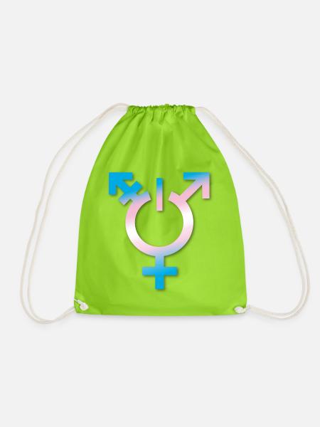 transgender flagge trans LBGTQ queer ON coming out - Turnbeutel - Neongrün