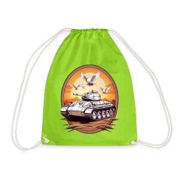 Panzer mit Friedenstauben - Turnbeutel - Neongrün - Vorne