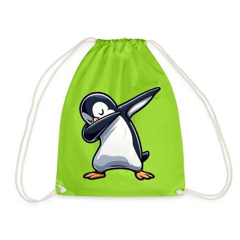 Cooler Pinguin Dabbing Tanzen Entspannt Spass - Turnbeutel - Neongrün - Vorne