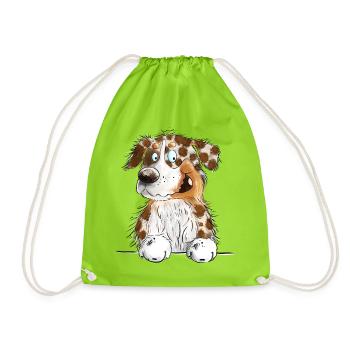 Funny Australian Shepherd Red Merle - Drawstring Bag - neon green - Front