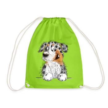 Funny Australian Shepherd Blue Merle - Drawstring Bag - neon green - Front