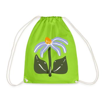 Stylized Wildflower - Drawstring Bag - neon green - Front