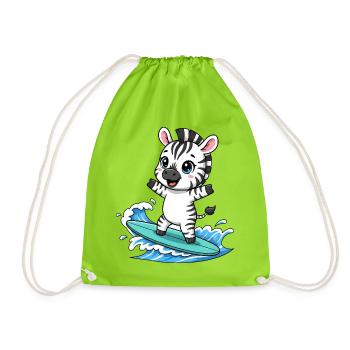 mignon zèbre surfeur dessin animé surf été - Sac de sport léger - vert néon - Devant