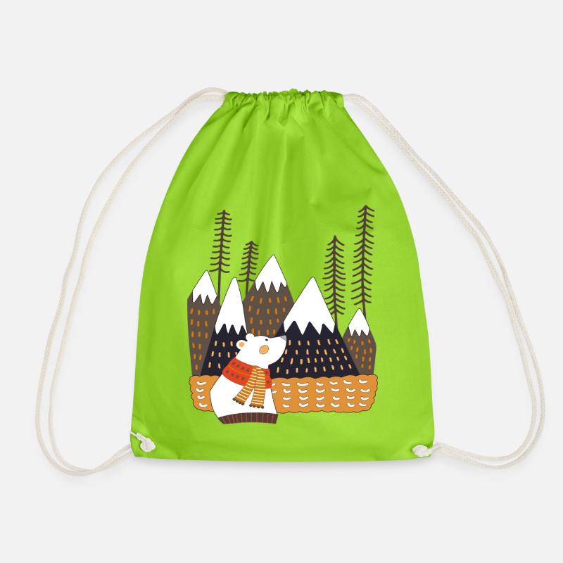 Winterwald mit Eisbär - Turnbeutel - Neongrün