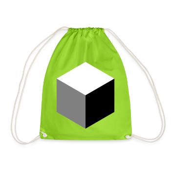 Geometric Cube Silhouette - Drawstring Bag - neon green - Front