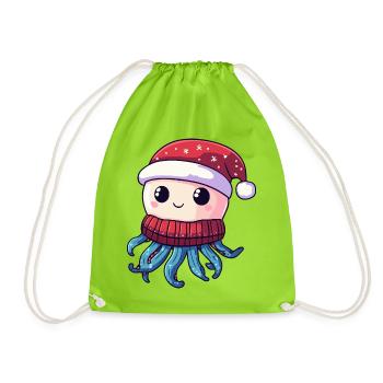 Qualle Weihnachten - Turnbeutel - Neongrün - Vorne