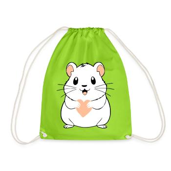 Cadeau de la Saint-Valentin pour le hamster au cœur rose - Sac de sport léger - vert néon - Devant
