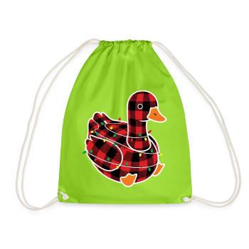 Humour Oie Noël Plaid Rouge Carreaux - Sac de sport léger - vert néon - Devant