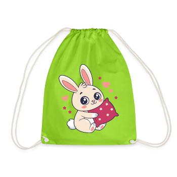 Hasenkuschelherz Liebe - Turnbeutel - Neongrün - Vorne
