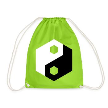 Hex Cutout Yin Yang - Drawstring Bag - neon green - Front