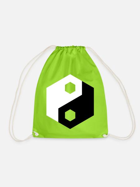 Hex-Ausschnitt Yin Yang - Turnbeutel - Neongrün