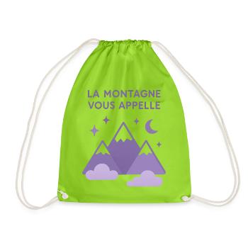 La montagne vous appelle ! Ski / Alpinisme - Sac de sport léger - vert néon - Devant