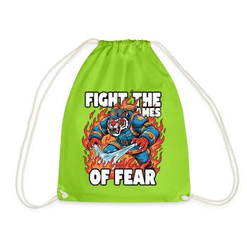 FireTiger Fighting Fear - Drawstring Bag - neon green - Front