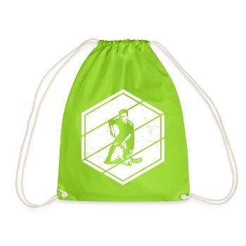Characterful floorball design - Drawstring Bag - neon green - Front