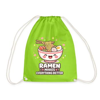 Kawaii Katze Ramen Nudeln Anime Katze - Turnbeutel - Neongrün - Vorne