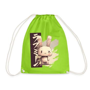 Love me bunny in sketch style - Drawstring Bag - neon green - Front