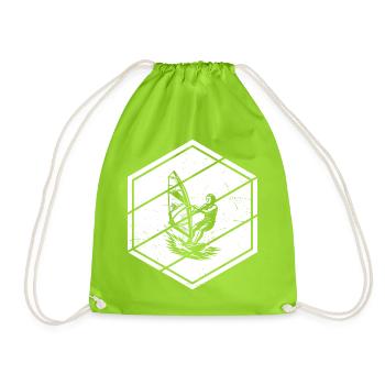 Windsurfing motif that works immediately - Drawstring Bag - neon green - Front