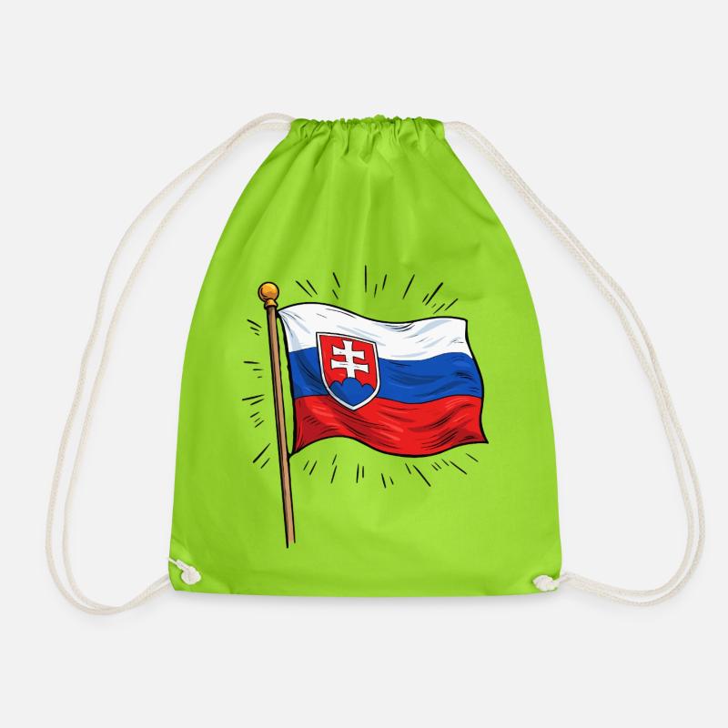 Slowakei Flagge mit Wappen - Turnbeutel - Neongrün