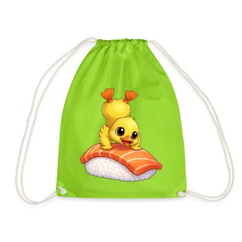 Niedliche Ente Mops Sushi Japanisches Essen - Turnbeutel - Neongrün - Vorne