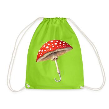 Toadstool Umbrella Fantasy Design - Drawstring Bag - neon green - Front