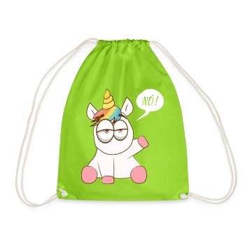 Rainbow Unicorn with Murmuring Charm - Drawstring Bag - neon green - Front