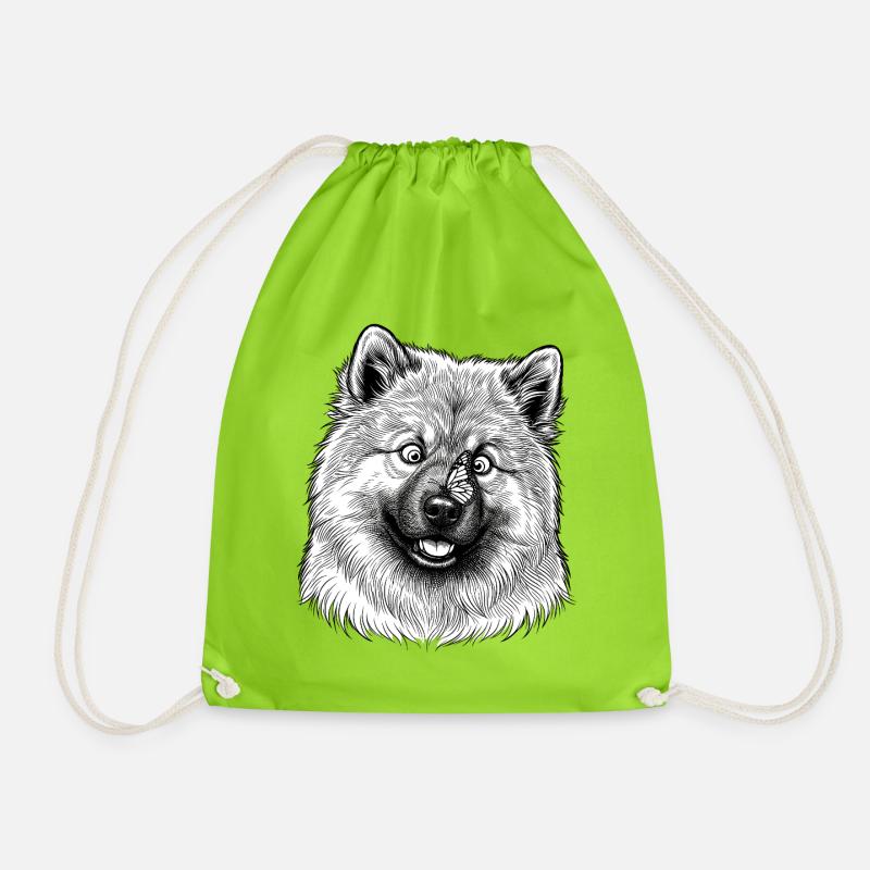 Eurasier | Butterfly - Drawstring Bag - neon green