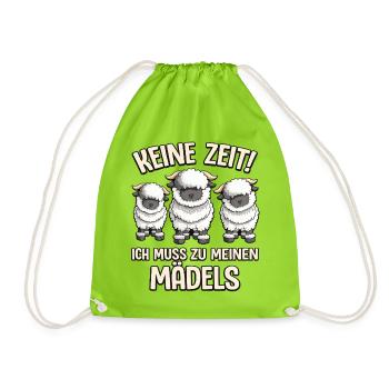 Keine Zeit Walliser Schwarznasenschaf Mädels - Turnbeutel - Neongrün - Vorne