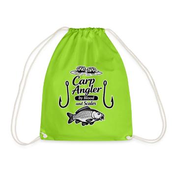 Carp Angler by Blood and Scales - fishing design - Drawstring Bag - neon green - Front