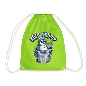 Cooler Pinguin Abkühlung - Turnbeutel - Neongrün - Vorne