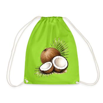 Coconut Tropics Watercolor - Drawstring Bag - neon green - Front